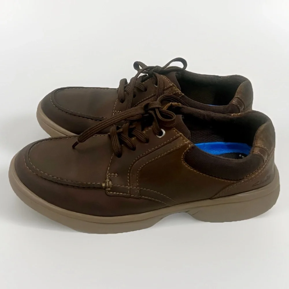 Clarks Bradley Vibe Leather Derby Comfort Shoes Mens Sz 9.5 Brown Lace Up Casual